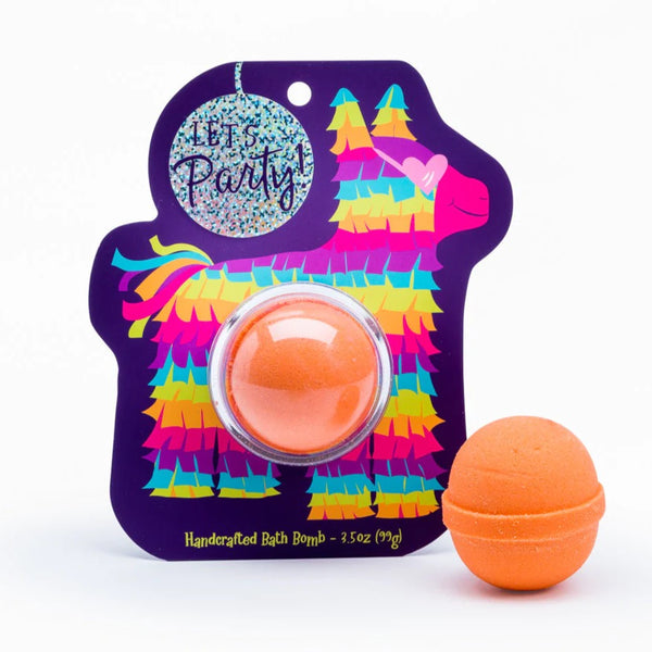 Cait + Co Pinata Packaged Bath Bomb with disco ball and bright colors