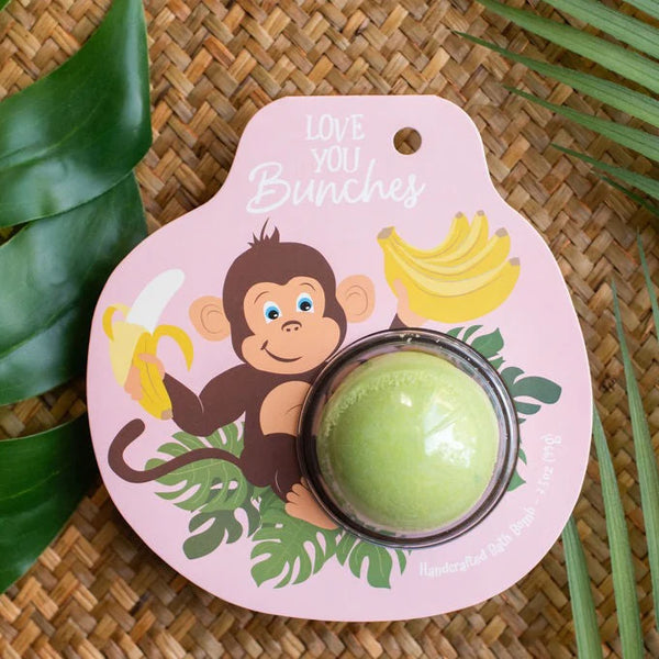 Monkey with Bananas Bath Bomb Made by hand in the USA with coconut milk powder and coconut oil by Cait & Co