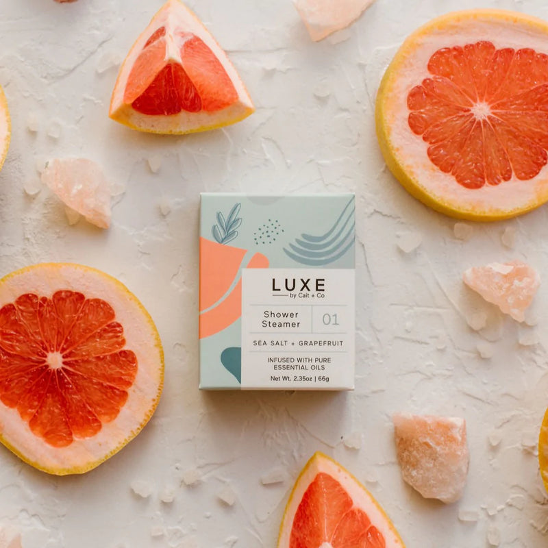Sea Salt + Grapefruit Shower Steamer infused with essential oils by Cait and Co